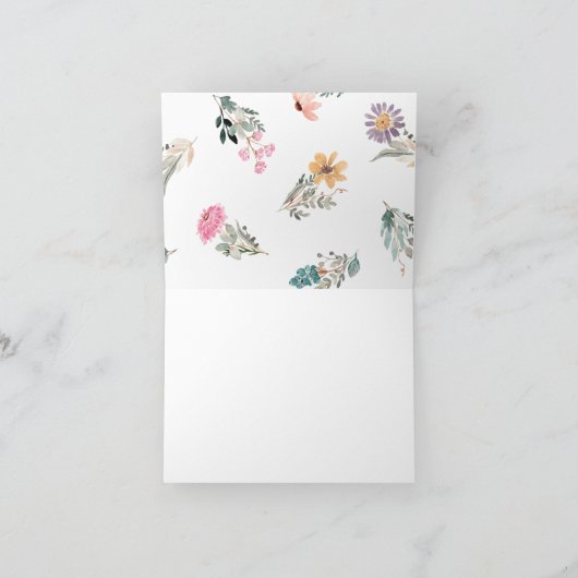 ワイルドフラワーの水色ありがとうございませNotecard カード (内部)