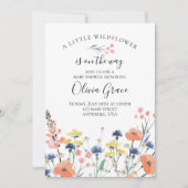 ワイルドフラワーの水色のフローラの赤ちゃんシャワーの招待 招待状 (正面)