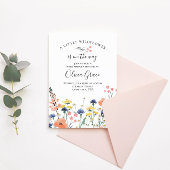 ワイルドフラワーの水色のフローラの赤ちゃんシャワーの招待 招待状