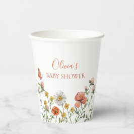 ワイルドフラワーの水色のフローラの赤ちゃんシャワー 紙コップ