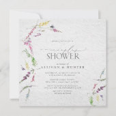 ワイルドフラワーの水色のフローラカップルのシャワー 招待状 (正面)