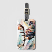 ワイルドフラワーの水色のムース ラゲッジタグ (正面縦)