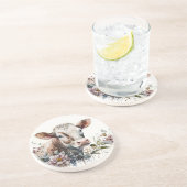 ワイルドフラワーの水色の牛 コースター (側面)