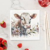 ワイルドフラワーの水色の牛 スタンダードランチョンナプキン (インサイチュ)