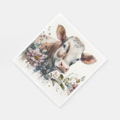 ワイルドフラワーの水色の牛 スタンダードランチョンナプキン (角)