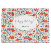 ワイルドフラワーの水色の甘い赤と青 ラージペーパーバッグ (正面)