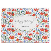 ワイルドフラワーの水色の甘い赤と青 ラージペーパーバッグ (正面)