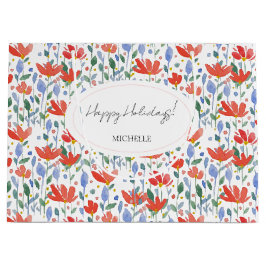 ワイルドフラワーの水色の甘い赤と青 ラージペーパーバッグ