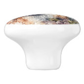 ワイルドフラワーの水色の赤いキツネ セラミックノブ (側面)