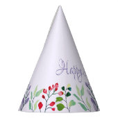 ワイルドフラワーの水色フローラの最初の誕生日 パーティーハット (左)