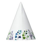ワイルドフラワーの水色フローラの最初の誕生日 パーティーハット (裏面)