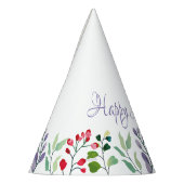 ワイルドフラワーの水色フローラの最初の誕生日 パーティーハット (左)