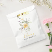 ワイルドフラワーの水色フローラの最初の誕生日 フェイバーバッグ (封をした状態)