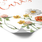 ワイルドフラワーの水色フローラギフトカードサイン ポスター (角)