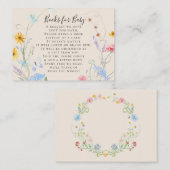 ワイルドフラワーの水色フローラビーブックベビーシャワー エンクロージャーカード (正面/裏面)