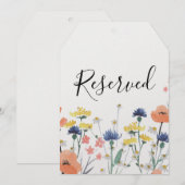ワイルドフラワーの水色フローラ予約サイン 招待状 (正面/裏面)