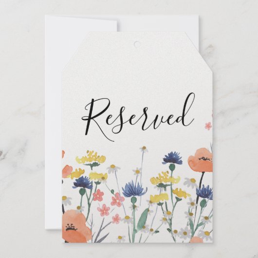 ワイルドフラワーの水色フローラ予約サイン 招待状 (正面)