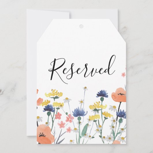 ワイルドフラワーの水色フローラ予約サイン 招待状 (正面)