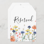 ワイルドフラワーの水色フローラ予約サイン 招待状 (正面/裏面)
