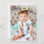 ワイルドフラワーの水色フローラ写真1歳 招待状 (裏面)