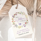 ワイルドフラワーの水色ベビーガールシャワーありがとう ギフトタグ