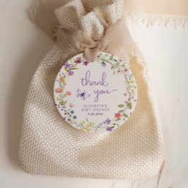 ワイルドフラワーの水色ベビーガールシャワーありがとう フェイバータグ