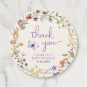 ワイルドフラワーの水色ベビーガールシャワーありがとう フェイバータグ (正面)