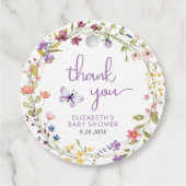 ワイルドフラワーの水色ベビーガールシャワーありがとう フェイバータグ (正面)
