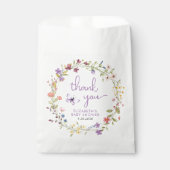 ワイルドフラワーの水色ベビーガールシャワーありがとう フェイバーバッグ (正面)