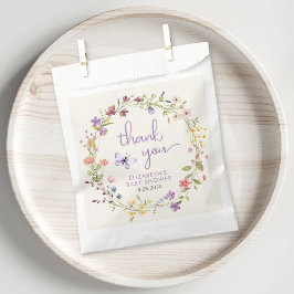 ワイルドフラワーの水色ベビーガールシャワーありがとう フェイバーバッグ