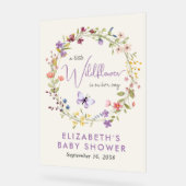 ワイルドフラワーの水色ベビーガールシャワーへようこそ アクリルサイン (傾斜)