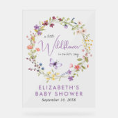 ワイルドフラワーの水色ベビーガールシャワーへようこそ アクリルサイン (正面)