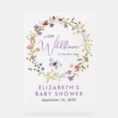 ワイルドフラワーの水色ベビーガールシャワーへようこそ アクリルサイン (正面)