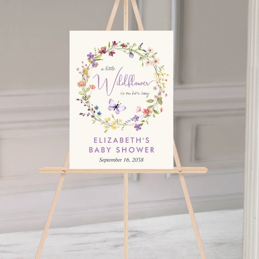 ワイルドフラワーの水色ベビーガールシャワーへようこそ アクリルサイン
