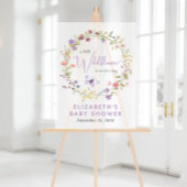 ワイルドフラワーの水色ベビーガールシャワーへようこそ アクリルサイン