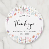 ワイルドフラワーの水色ベビーシャワーありがとう フェイバータグ (正面)