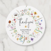 ワイルドフラワーの水色ベビーシャワーありがとう フェイバータグ (正面)