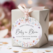 ワイルドフラワーの水色ベビーシャワーありがとう フェイバータグ