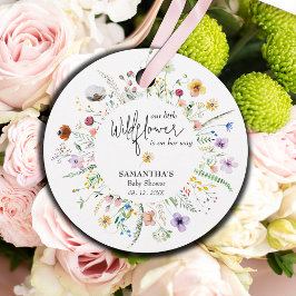 ワイルドフラワーの水色ベビーシャワーありがとう フェイバータグ