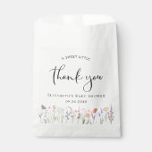 ワイルドフラワーの水色ベビーシャワーありがとう フェイバーバッグ (正面)