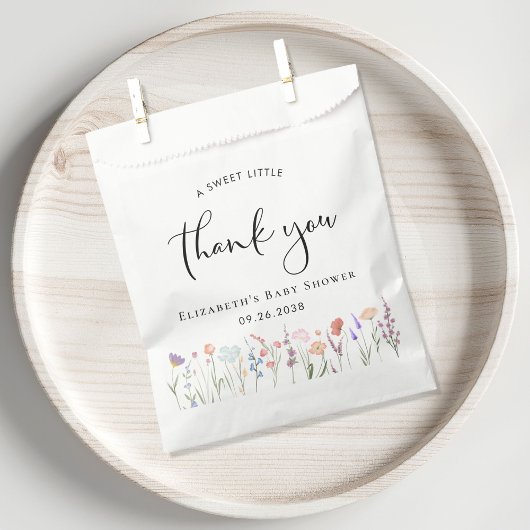 ワイルドフラワーの水色ベビーシャワーありがとう フェイバーバッグ