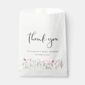ワイルドフラワーの水色ベビーシャワーありがとう フェイバーバッグ (正面)