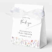 ワイルドフラワーの水色ベビーシャワーありがとう フェイバーボックス (正面サイド)