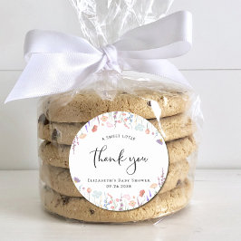 ワイルドフラワーの水色ベビーシャワーありがとう ラウンドシール