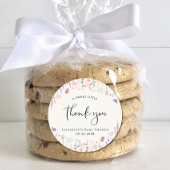 ワイルドフラワーの水色ベビーシャワーありがとう ラウンドシール