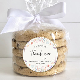 ワイルドフラワーの水色ベビーシャワーありがとう ラウンドシール