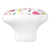 ワイルドフラワーの水色モダン セラミックノブ (側面)