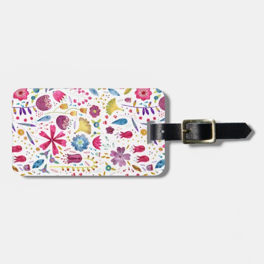 ワイルドフラワーの水色 ラゲッジタグ (正面横)