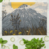 ワイルドフラワーの火山山 キッチンタオル (折り畳み)