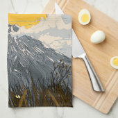 ワイルドフラワーの火山山 キッチンタオル (四つ折り)